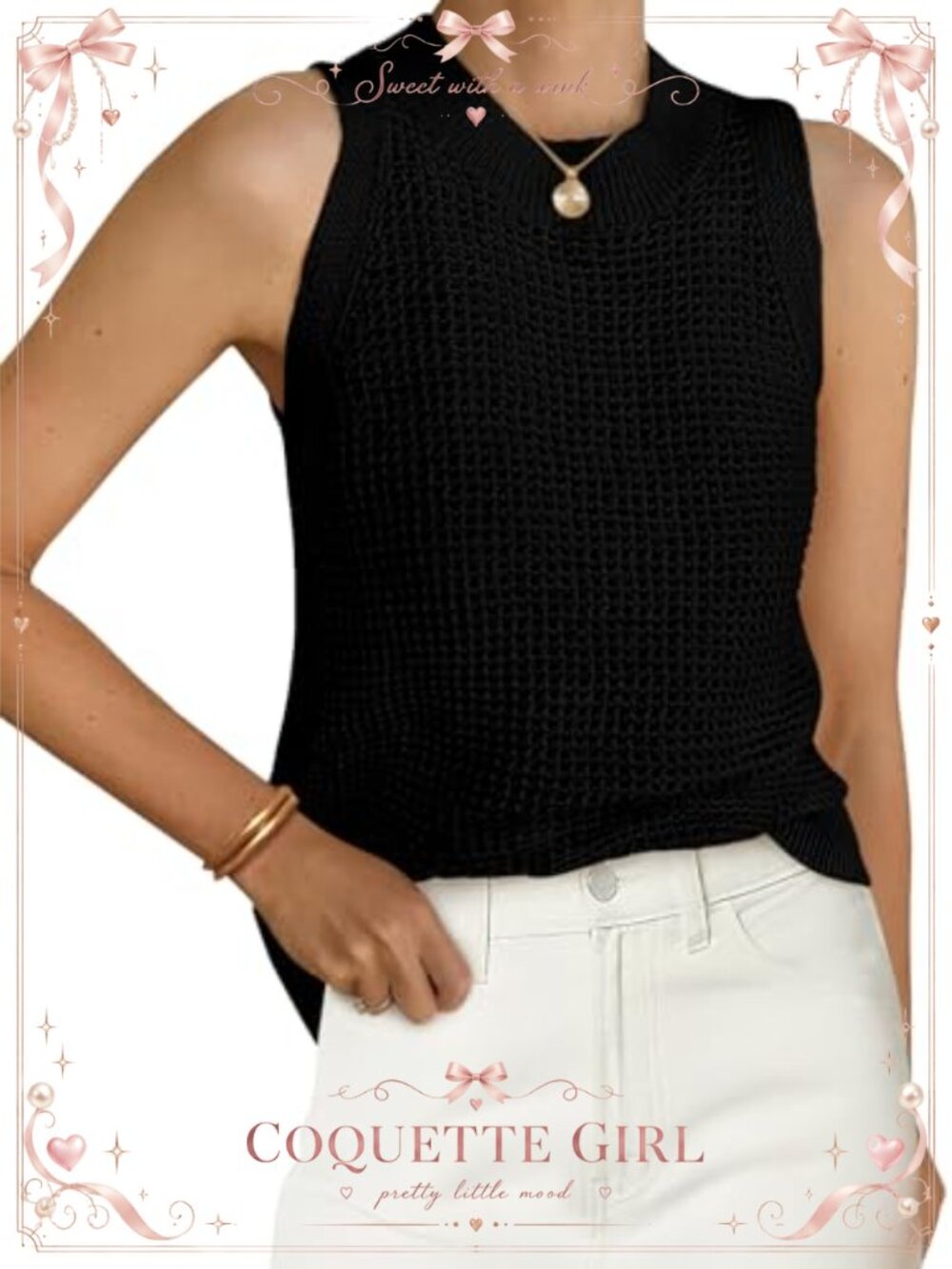 Crochet Sleeveless Sweater Tank Top Loose Knit Summer Vest
